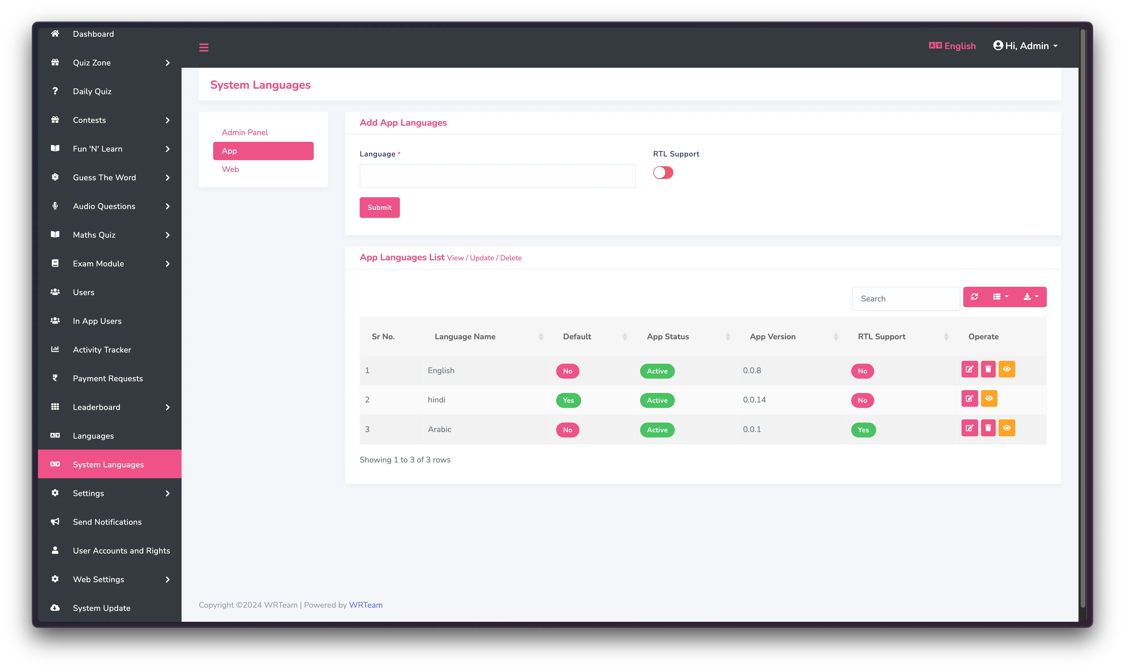 Manage System Languages